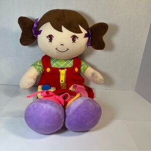 Linzy Teaching To Dress Plush Doll  Educational Tie Zip Button Buckle Toy 16” EC